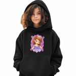 Fashion, accesorii si bijuterii - Copii - Imbracaminte copii - Pulovere si hanorace copii - Hanorac Copii Fete Printesa Sofia Intai, Sofia the First, negru, marime L Copii - Infinity.ro