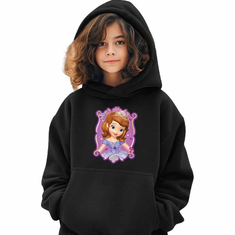 Fashion, accesorii si bijuterii - Copii - Imbracaminte copii - Pulovere si hanorace copii - Hanorac Copii Fete Printesa Sofia Intai, Sofia the First, negru, marime L Copii - Infinity.ro