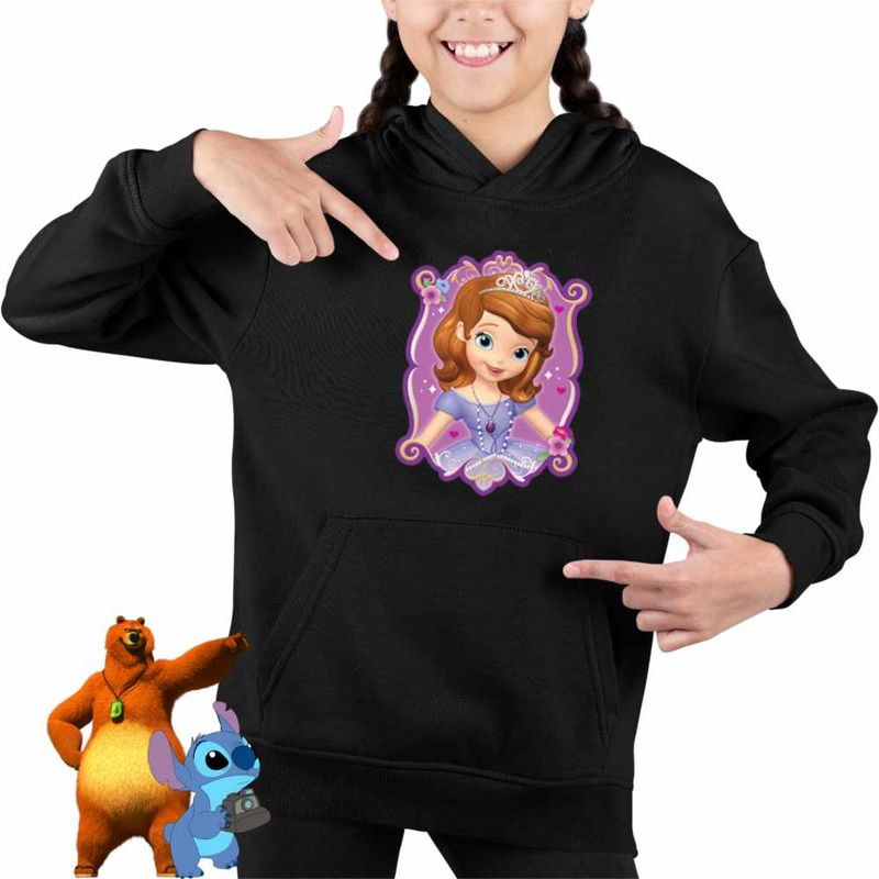 Fashion, accesorii si bijuterii - Copii - Imbracaminte copii - Pulovere si hanorace copii - Hanorac Copii Fete Printesa Sofia Intai, Sofia the First, negru, marime L Copii - Infinity.ro