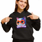 Fashion, accesorii si bijuterii - Copii - Imbracaminte copii - Pulovere si hanorace copii - Hanorac Copii Fete Ghem Super Pisicute Buddy, negru, marime M Copii - Infinity.ro
