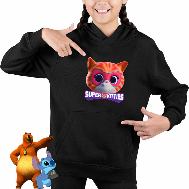 Fashion, accesorii si bijuterii - Copii - Imbracaminte copii - Pulovere si hanorace copii - Hanorac Copii Fete Ginny Super Pisicute Disney, negru, marime M Copii - Infinity.ro