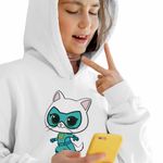 Fashion, accesorii si bijuterii - Copii - Imbracaminte copii - Pulovere si hanorace copii - Hanorac Copii Fete Super Pisicute Bitsy SuperKitties, alb, marime XL Copii - Infinity.ro