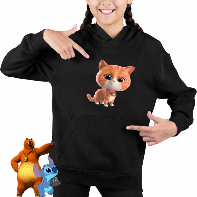 Fashion, accesorii si bijuterii - Copii - Imbracaminte copii - Pulovere si hanorace copii - Hanorac Copii Fete SuperKitties Ginny Super Pisicute, negru, marime M Copii - Infinity.ro