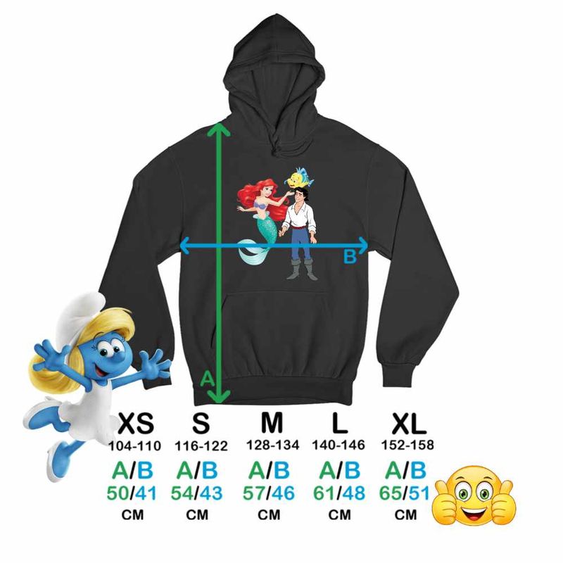 Fashion, accesorii si bijuterii - Copii - Imbracaminte copii - Pulovere si hanorace copii - Hanorac Copii Baieti Ariel Eric Flounder Mica Sirena, negru, marime XL Copii - Infinity.ro
