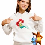 Fashion, accesorii si bijuterii - Copii - Imbracaminte copii - Pulovere si hanorace copii - Hanorac Copii Fete Mica Sirena Baby Flounder Ariel Little Mermaid, alb, marime XL Copii - Infinity.ro
