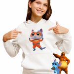 Fashion, accesorii si bijuterii - Copii - Imbracaminte copii - Pulovere si hanorace copii - Hanorac Copii Fete Super Pisicute Ghem Buddy SuperKitties, alb, marime L Copii - Infinity.ro