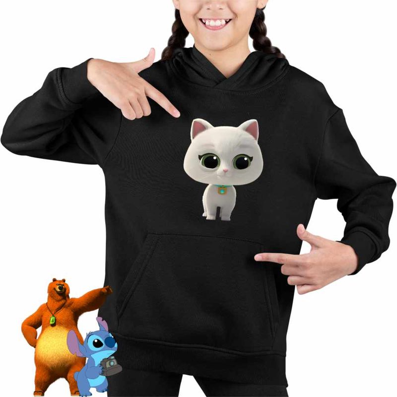 Fashion, accesorii si bijuterii - Copii - Imbracaminte copii - Pulovere si hanorace copii - Hanorac Copii Fete SuperKitties Bitsy Super Pisicute, negru, marime M Copii - Infinity.ro