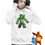 Fashion, accesorii si bijuterii - Copii - Imbracaminte copii - Pulovere si hanorace copii - Hanorac Copii Baieti Creeper Vagabond Minecraft, alb, marime XS Copii - Infinity.ro