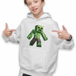 Fashion, accesorii si bijuterii - Copii - Imbracaminte copii - Pulovere si hanorace copii - Hanorac Copii Baieti Creeper Vagabond Minecraft, alb, marime XS Copii - Infinity.ro