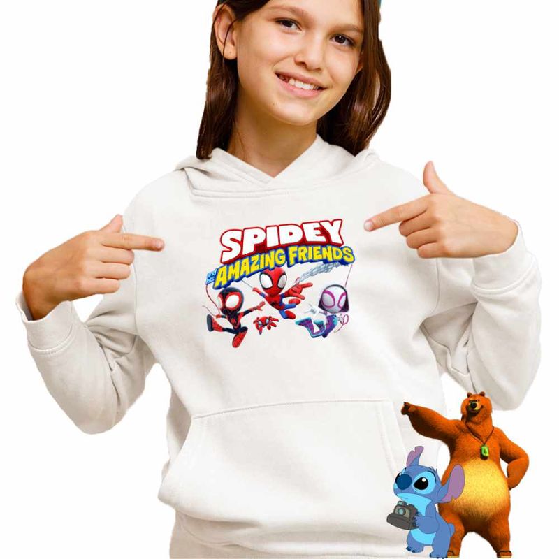 Fashion, accesorii si bijuterii - Copii - Imbracaminte copii - Pulovere si hanorace copii - Hanorac Copii Fete Spin Paienjenel Fantoma Paianjen Spidey, alb, marime L Copii - Infinity.ro