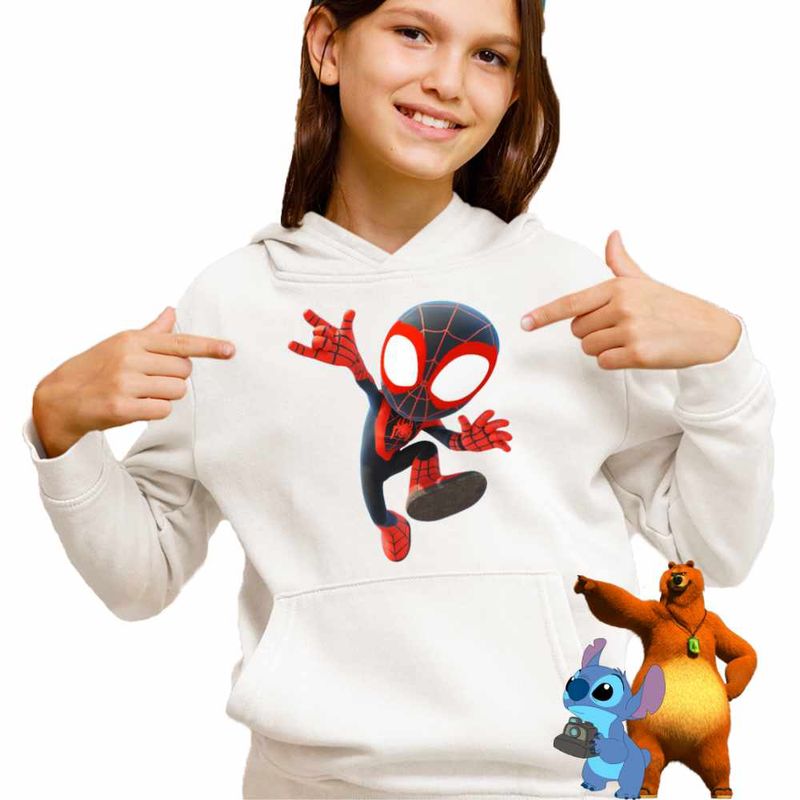 Fashion, accesorii si bijuterii - Copii - Imbracaminte copii - Pulovere si hanorace copii - Hanorac Copii Fete Spin Miles Morales Marvel, alb, marime S Copii - Infinity.ro