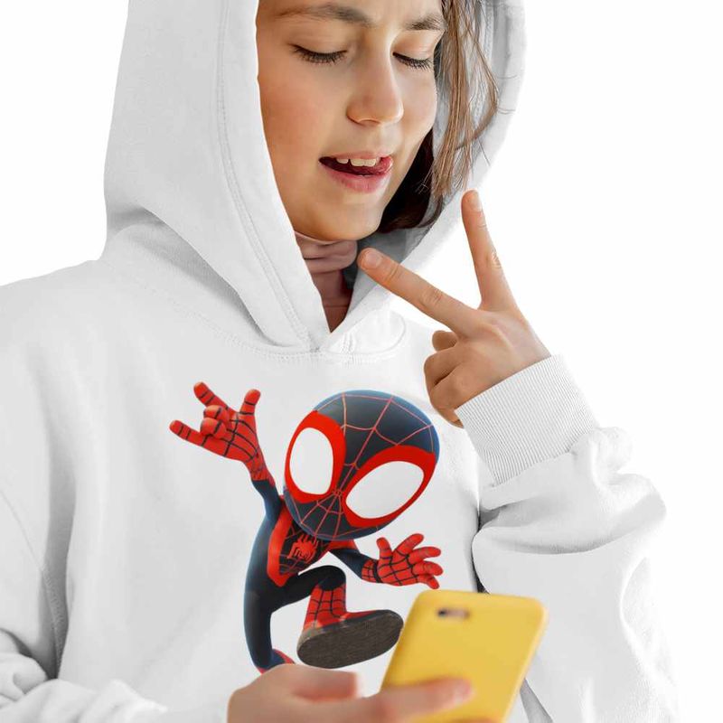 Fashion, accesorii si bijuterii - Copii - Imbracaminte copii - Pulovere si hanorace copii - Hanorac Copii Fete Spin Miles Morales Marvel, alb, marime S Copii - Infinity.ro