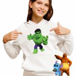 Fashion, accesorii si bijuterii - Copii - Imbracaminte copii - Pulovere si hanorace copii - Hanorac Copii Fete Hulk Paienjenel Marvel, alb, marime XL Copii - Infinity.ro