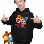 Fashion, accesorii si bijuterii - Copii - Imbracaminte copii - Pulovere si hanorace copii - Hanorac Copii Baieti Garda Felina Paienjenel Super Pisicute, negru, marime M Copii - Infinity.ro