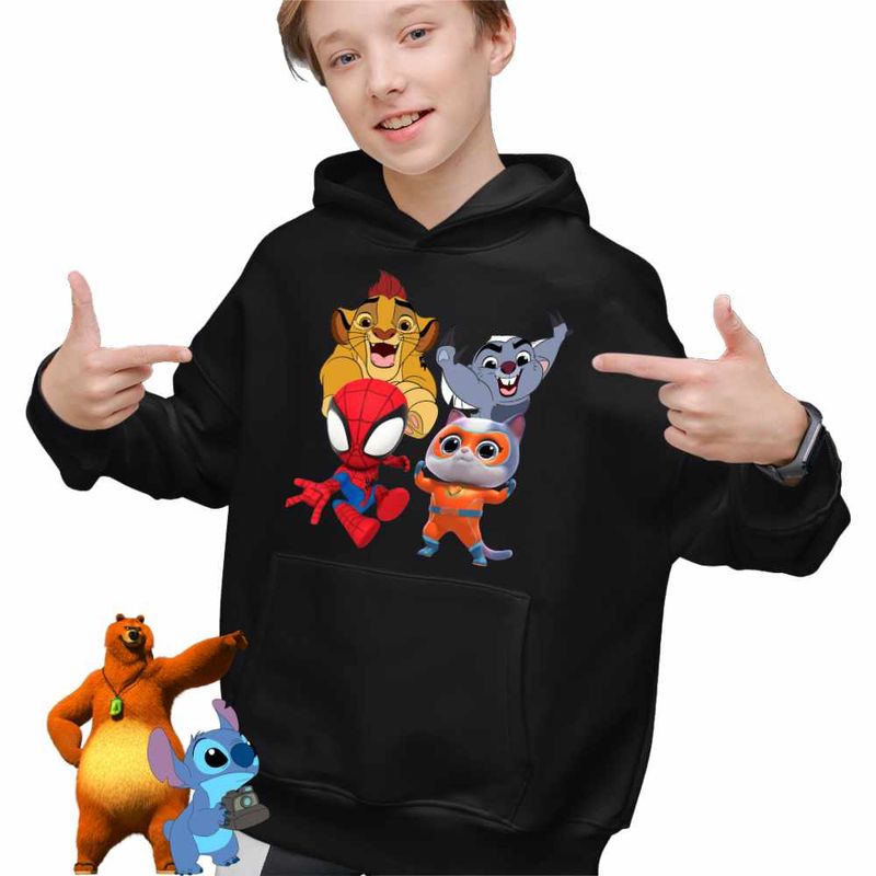 Fashion, accesorii si bijuterii - Copii - Imbracaminte copii - Pulovere si hanorace copii - Hanorac Copii Baieti Garda Felina Paienjenel Super Pisicute, negru, marime M Copii - Infinity.ro