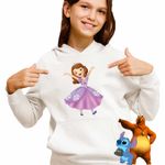 Fashion, accesorii si bijuterii - Copii - Imbracaminte copii - Pulovere si hanorace copii - Hanorac Copii Fete Sofia the First, Sofia Intai, alb, marime M Copii - Infinity.ro