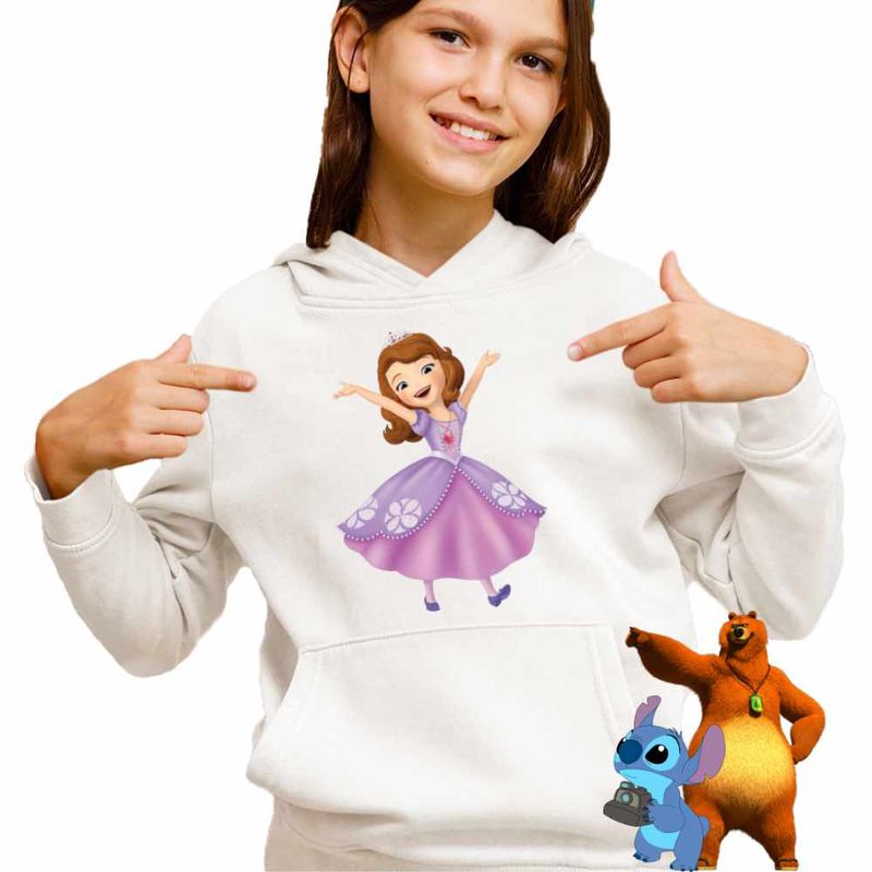 Fashion, accesorii si bijuterii - Copii - Imbracaminte copii - Pulovere si hanorace copii - Hanorac Copii Fete Sofia the First, Sofia Intai, alb, marime M Copii - Infinity.ro