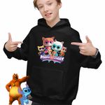 Fashion, accesorii si bijuterii - Copii - Imbracaminte copii - Pulovere si hanorace copii - Hanorac Copii Baieti Super Pisicute Happy Birthday, negru, marime XS Copii - Infinity.ro