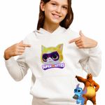 Fashion, accesorii si bijuterii - Copii - Imbracaminte copii - Pulovere si hanorace copii - Hanorac Copii Fete Sclipi Super Pisicute Sparks, alb, marime S Copii - Infinity.ro