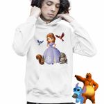 Fashion, accesorii si bijuterii - Copii - Imbracaminte copii - Pulovere si hanorace copii - Hanorac Copii Baieti Sofia Intai Veverita Iepuras Pasari, Sofia First, alb, marime XL Copii - Infinity.ro