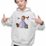 Fashion, accesorii si bijuterii - Copii - Imbracaminte copii - Pulovere si hanorace copii - Hanorac Copii Baieti Sofia Intai Veverita Iepuras Pasari, Sofia First, alb, marime XL Copii - Infinity.ro