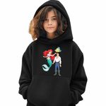 Fashion, accesorii si bijuterii - Copii - Imbracaminte copii - Pulovere si hanorace copii - Hanorac Copii Fete Ariel Eric Flounder Mica Sirena, negru, marime L Copii - Infinity.ro
