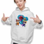 Fashion, accesorii si bijuterii - Copii - Imbracaminte copii - Pulovere si hanorace copii - Hanorac Copii Baieti Super Pisicute Ghem Sclipi Ariel Mica Sirena, alb, marime S Copii - Infinity.ro