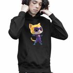Fashion, accesorii si bijuterii - Copii - Imbracaminte copii - Pulovere si hanorace copii - Hanorac Copii Baieti Super Pisicute Sclipi Sparks SuperKitties, negru, marime L Copii - Infinity.ro