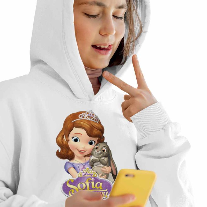Fashion, accesorii si bijuterii - Copii - Imbracaminte copii - Pulovere si hanorace copii - Hanorac Copii Fete Sofia Intai Iepuras, Sofia the First, alb, marime S Copii - Infinity.ro