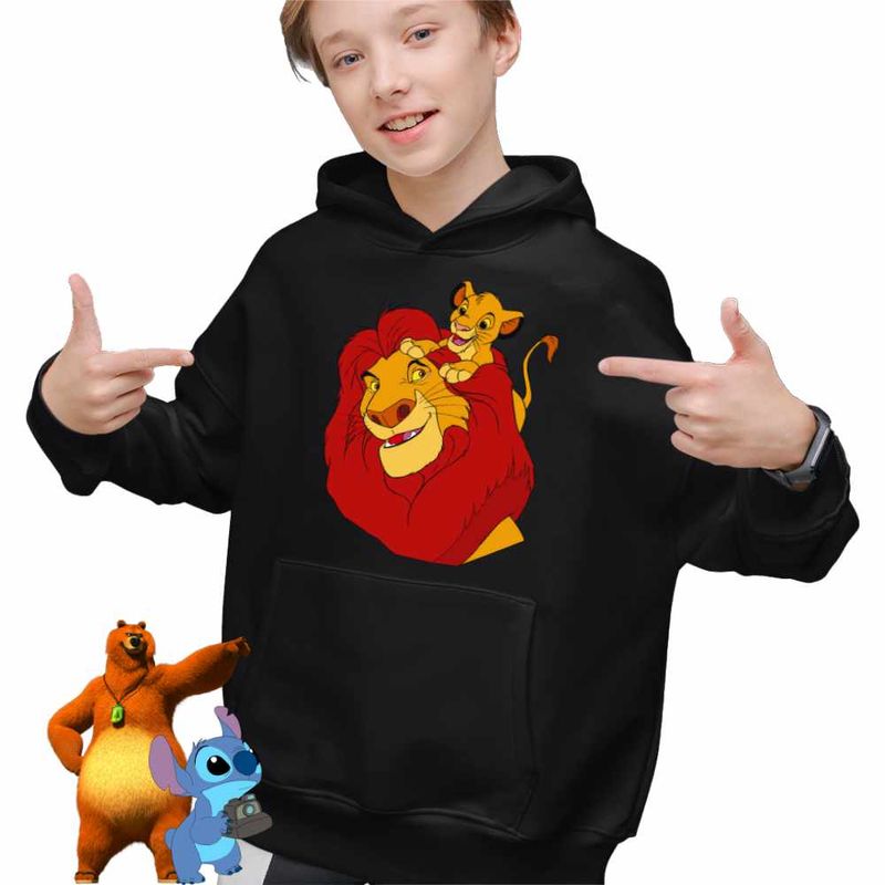 Fashion, accesorii si bijuterii - Copii - Imbracaminte copii - Pulovere si hanorace copii - Hanorac Copii Baieti Regele Leu Mufasa Simba, negru, marime S Copii - Infinity.ro