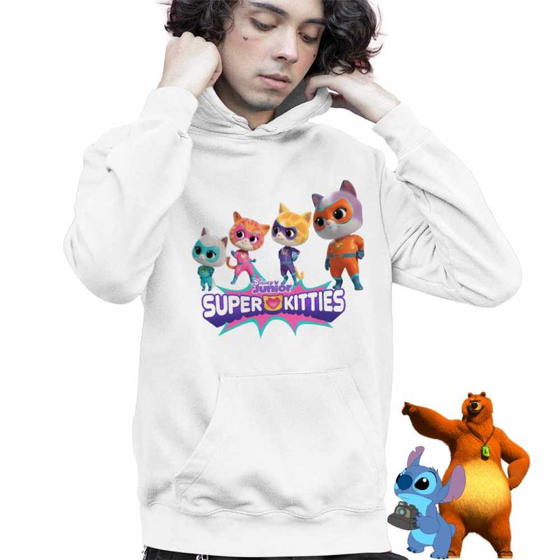 Fashion, accesorii si bijuterii - Copii - Imbracaminte copii - Pulovere si hanorace copii - Hanorac Copii Baieti Super Pisicute All Team, alb, marime XL Copii - Infinity.ro
