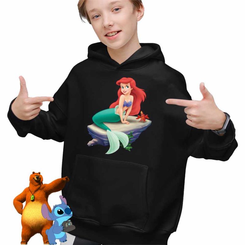 Fashion, accesorii si bijuterii - Copii - Imbracaminte copii - Pulovere si hanorace copii - Hanorac Copii Baieti Ariel Stanca Sebastian Little Mermaid, negru, marime XL Copii - Infinity.ro