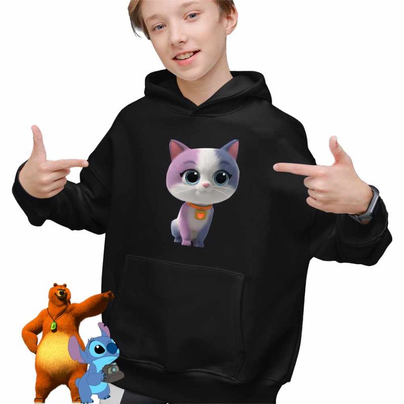 Fashion, accesorii si bijuterii - Copii - Imbracaminte copii - Pulovere si hanorace copii - Hanorac Copii Baieti SuperKitties Ghem Buddy Super Pisicute, negru, marime S Copii - Infinity.ro