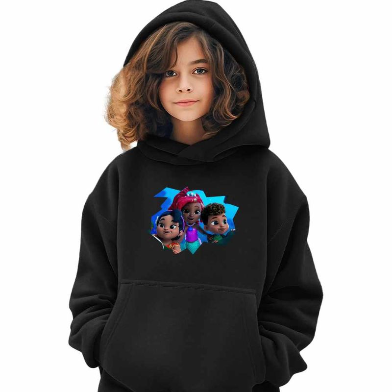 Fashion, accesorii si bijuterii - Copii - Imbracaminte copii - Pulovere si hanorace copii - Hanorac Copii Fete Ariel Lucia Fernie Mica Sirena Disney, negru, marime XL Copii - Infinity.ro