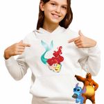 Fashion, accesorii si bijuterii - Copii - Imbracaminte copii - Pulovere si hanorace copii - Hanorac Copii Fete Ariel Flounder Best Friends Flander, alb, marime M Copii - Infinity.ro