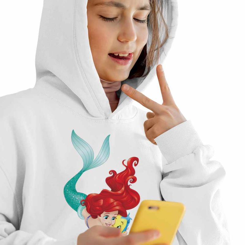Fashion, accesorii si bijuterii - Copii - Imbracaminte copii - Pulovere si hanorace copii - Hanorac Copii Fete Ariel Flounder Best Friends Flander, alb, marime M Copii - Infinity.ro