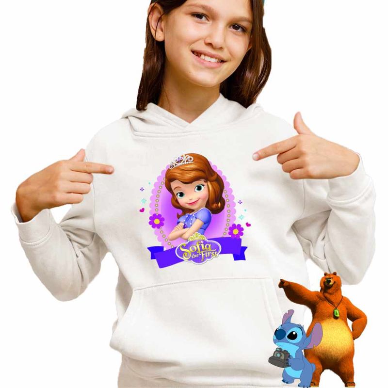 Fashion, accesorii si bijuterii - Copii - Imbracaminte copii - Pulovere si hanorace copii - Hanorac Copii Fete Printesa Sofia the First, alb, marime XS Copii - Infinity.ro
