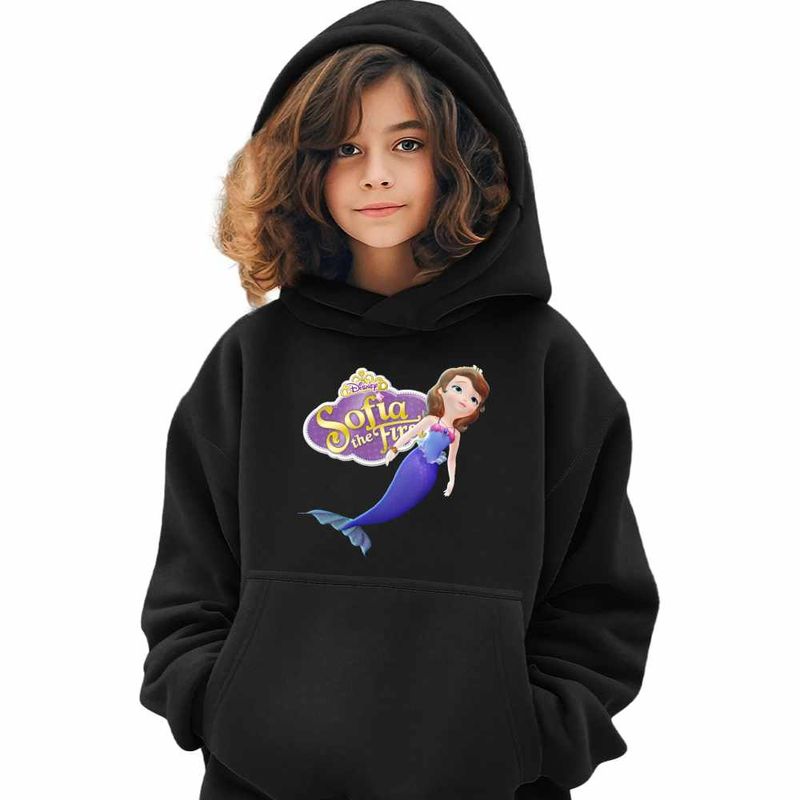 Fashion, accesorii si bijuterii - Copii - Imbracaminte copii - Pulovere si hanorace copii - Hanorac Copii Fete Sofia Intai Sirena, Sofia the First, negru, marime M Copii - Infinity.ro