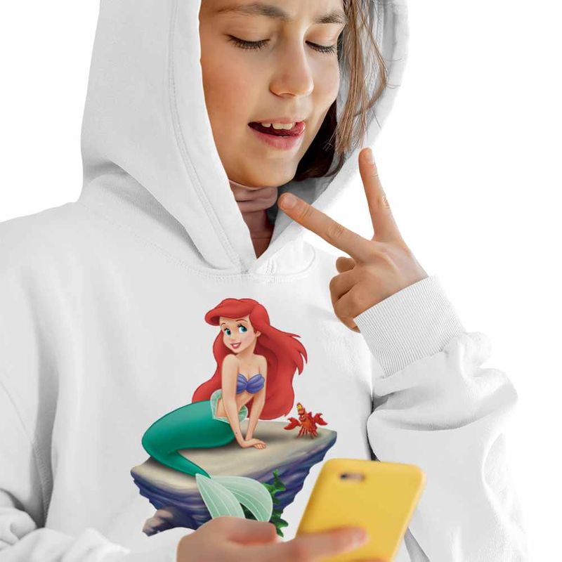 Fashion, accesorii si bijuterii - Copii - Imbracaminte copii - Pulovere si hanorace copii - Hanorac Copii Fete Ariel Stanca Sebastian Little Mermaid, alb, marime XS Copii - Infinity.ro