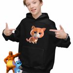 Fashion, accesorii si bijuterii - Copii - Imbracaminte copii - Pulovere si hanorace copii - Hanorac Copii Baieti SuperKitties Ginny Super Pisicute, negru, marime S Copii - Infinity.ro