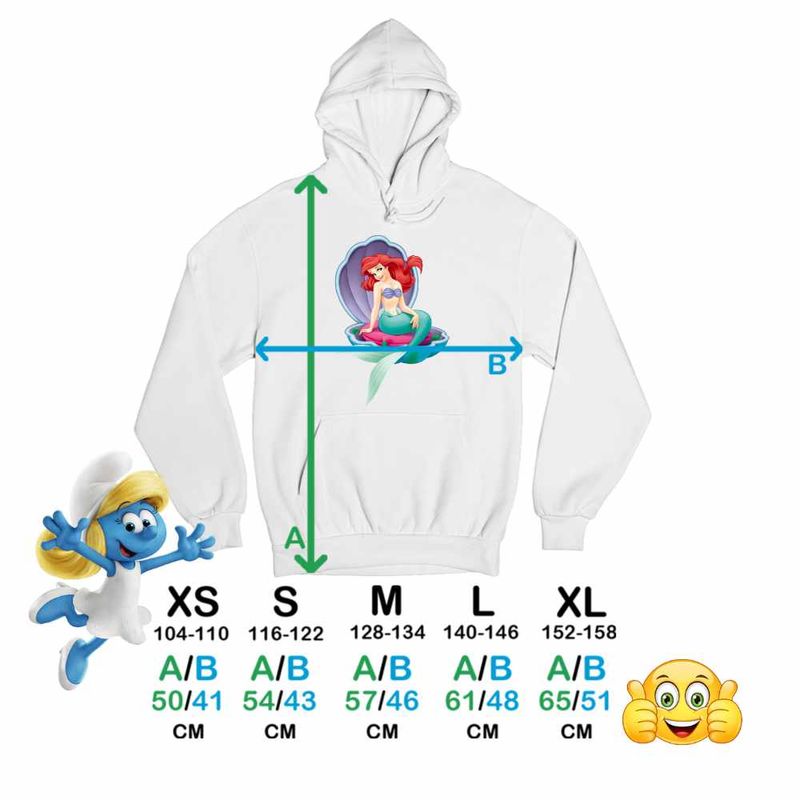Fashion, accesorii si bijuterii - Copii - Imbracaminte copii - Pulovere si hanorace copii - Hanorac Copii Fete Ariel Scoica Mica Sirena Disney, alb, marime XL Copii - Infinity.ro