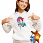 Fashion, accesorii si bijuterii - Copii - Imbracaminte copii - Pulovere si hanorace copii - Hanorac Copii Fete Ariel Scoica Mica Sirena Disney, alb, marime XL Copii - Infinity.ro