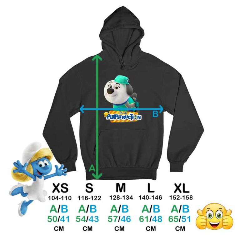 Fashion, accesorii si bijuterii - Copii - Imbracaminte copii - Pulovere si hanorace copii - Hanorac Copii Fete Pupstruction Luna Catelusi Constructori Meseriasi, negru, marime L Copii - Infinity.ro
