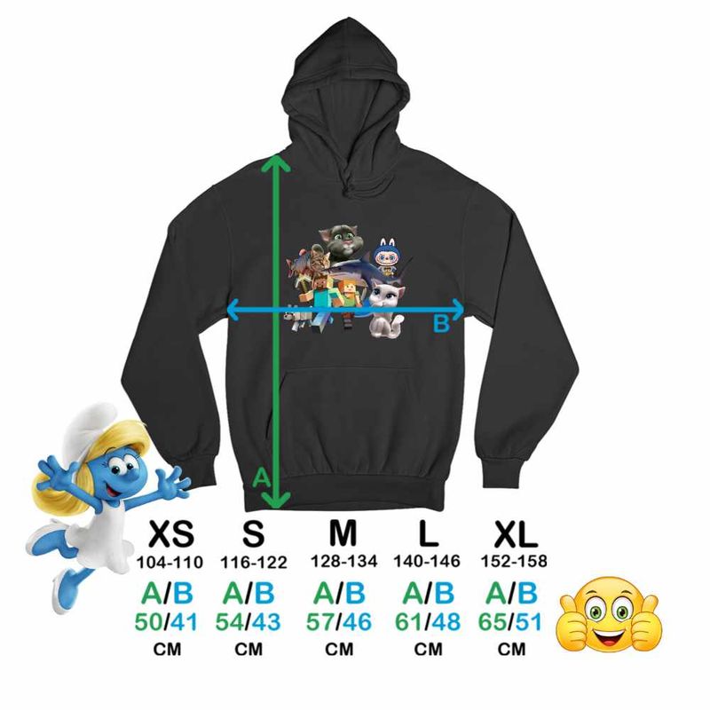 Fashion, accesorii si bijuterii - Copii - Imbracaminte copii - Pulovere si hanorace copii - Hanorac Copii Fete Talking Tom Tralalero Minecraft Labubu Batman, negru, marime XL Copii - Infinity.ro
