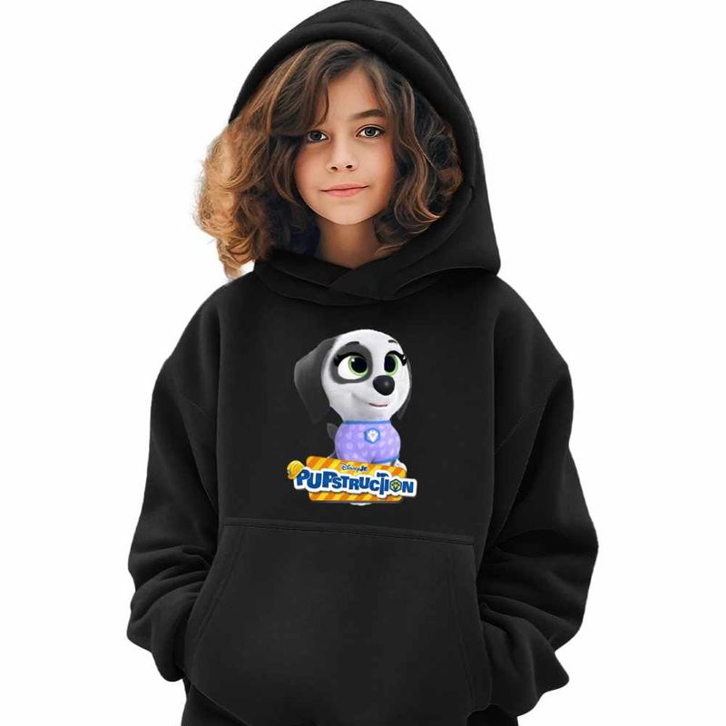 Fashion, accesorii si bijuterii - Copii - Imbracaminte copii - Pulovere si hanorace copii - Hanorac Copii Fete Pupstruction Bailey Catelusi Constructori, negru, marime XL Copii - Infinity.ro
