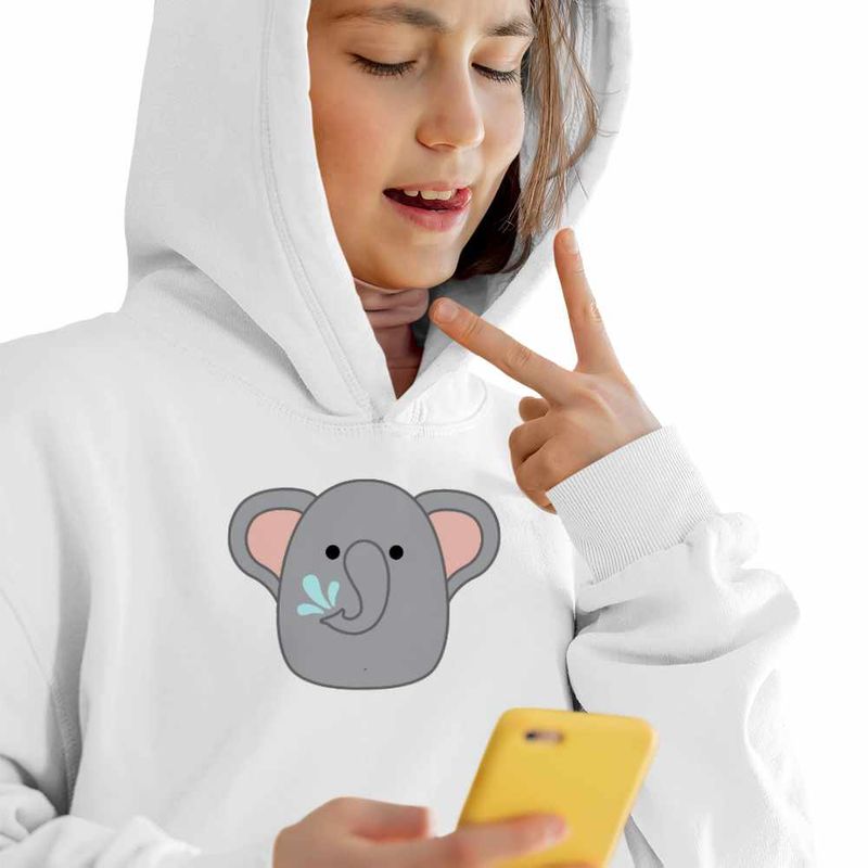 Fashion, accesorii si bijuterii - Copii - Imbracaminte copii - Pulovere si hanorace copii - Hanorac Copii Fete Squishmallows Elefant Africa, alb, marime L Copii - Infinity.ro