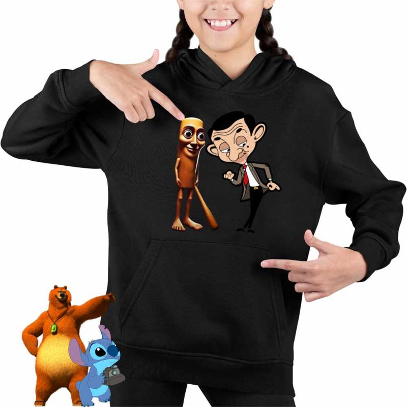Fashion, accesorii si bijuterii - Copii - Imbracaminte copii - Pulovere si hanorace copii - Hanorac Copii Fete Mr Bean Tung Tung Sahur, negru, marime XS Copii - Infinity.ro