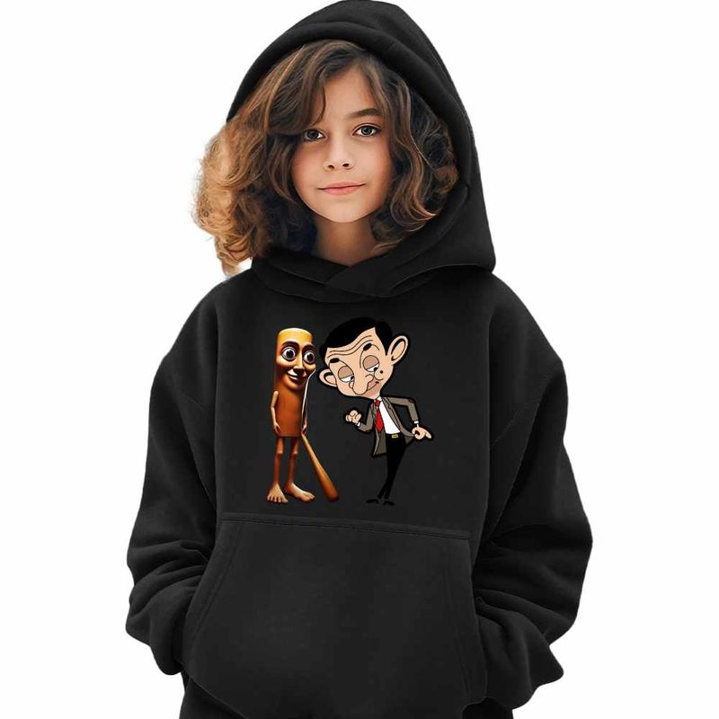 Fashion, accesorii si bijuterii - Copii - Imbracaminte copii - Pulovere si hanorace copii - Hanorac Copii Fete Mr Bean Tung Tung Sahur, negru, marime XS Copii - Infinity.ro