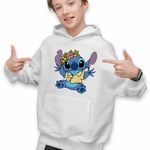 Fashion, accesorii si bijuterii - Copii - Imbracaminte copii - Pulovere si hanorace copii - Hanorac Copii Baieti Stitch Coronita, alb, marime M Copii - Infinity.ro