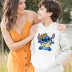 Fashion, accesorii si bijuterii - Copii - Imbracaminte copii - Pulovere si hanorace copii - Hanorac Copii Baieti Stitch Coronita, alb, marime M Copii - Infinity.ro